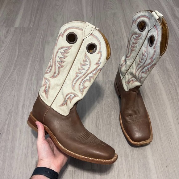 Justin Boots Other - Justin Bent Rail Square Toe Cowboy Boots Size 10 Color Brown White